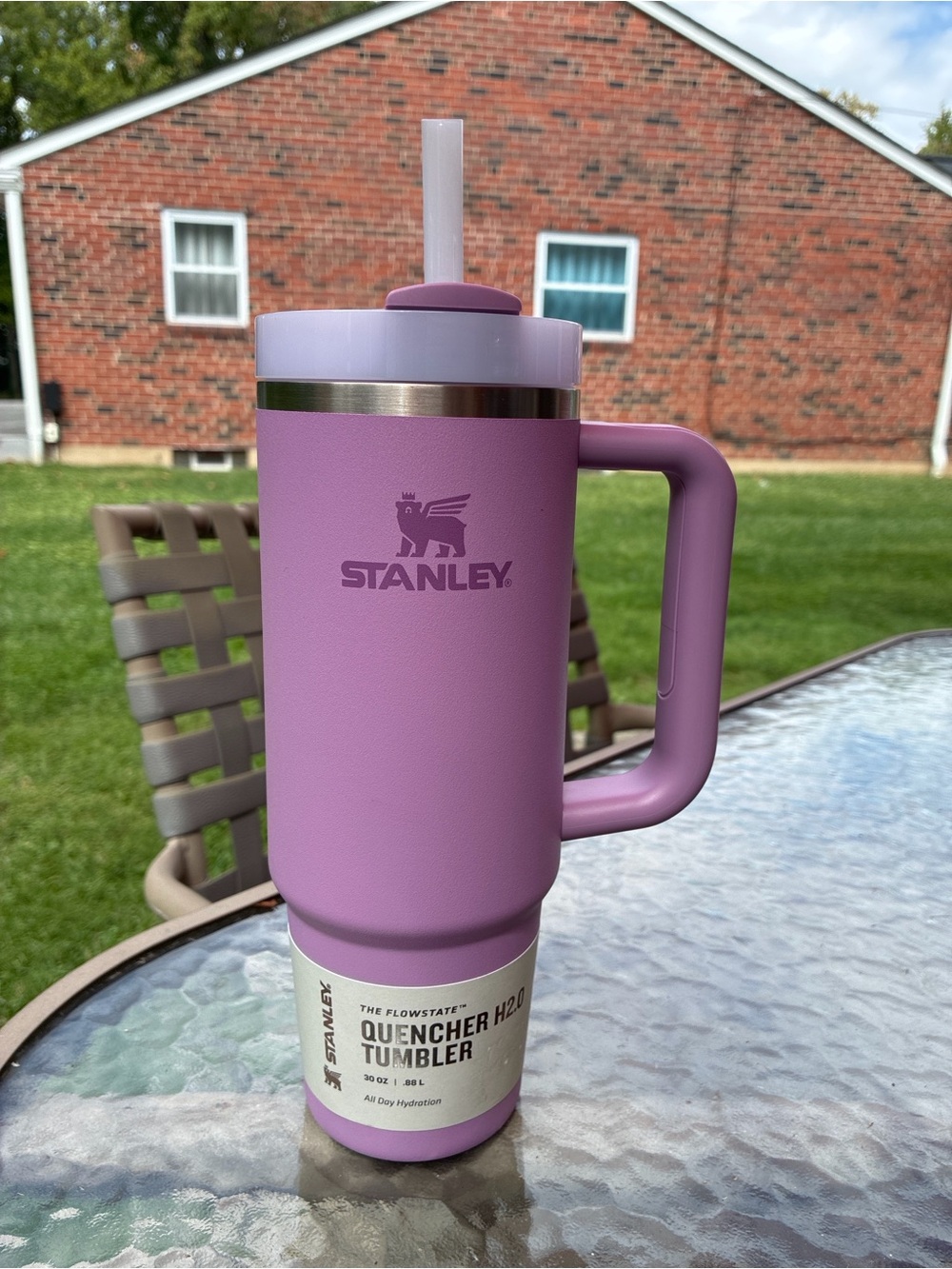 Stanley Purple 30 oz Travel Tumbler with Handle and Straw